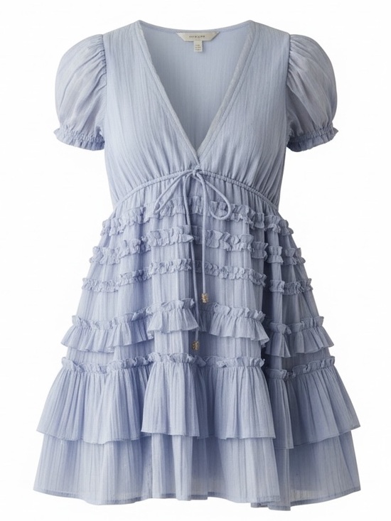 Free People Dresses & Skirts - Free People Light Blue Darcy Ruffled Mini Dress - M